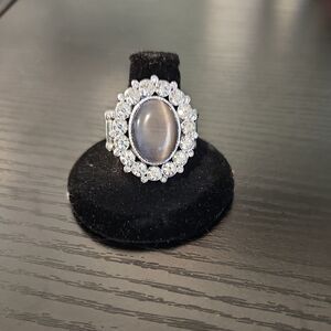 Cinderella Silver and Gray Halo Ring with Sparkling Stones